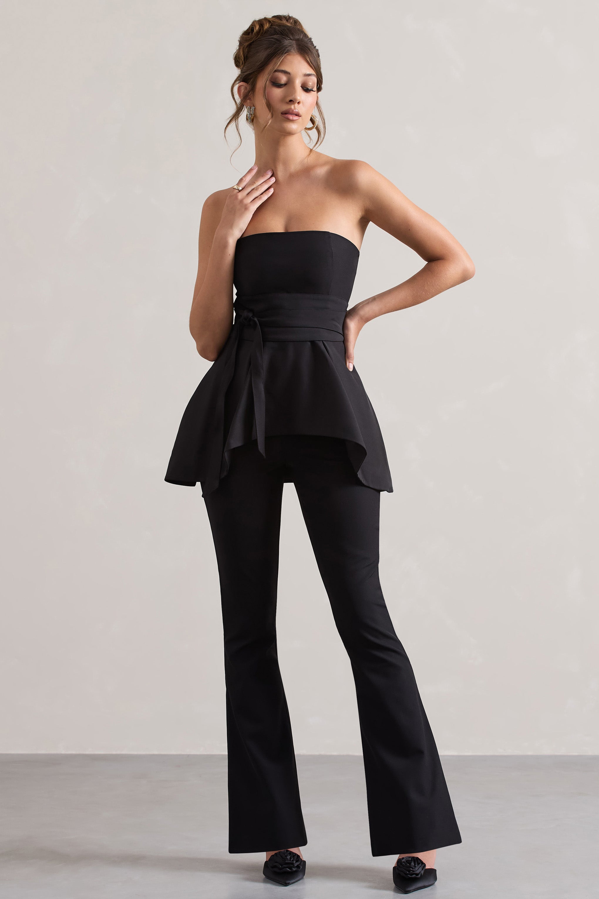 Seraphine London™ | Black Flared-Leg Trousers