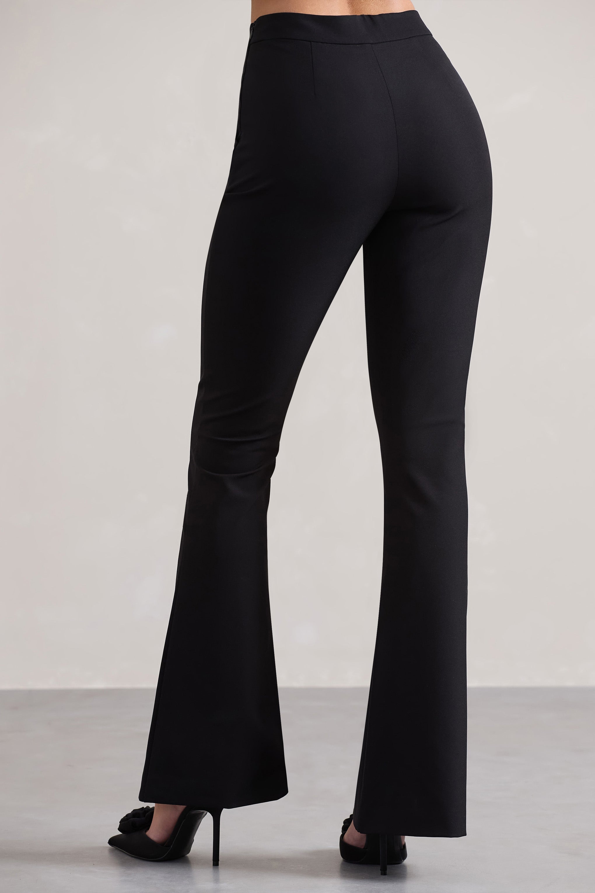 Seraphine London™ | Black Flared-Leg Trousers