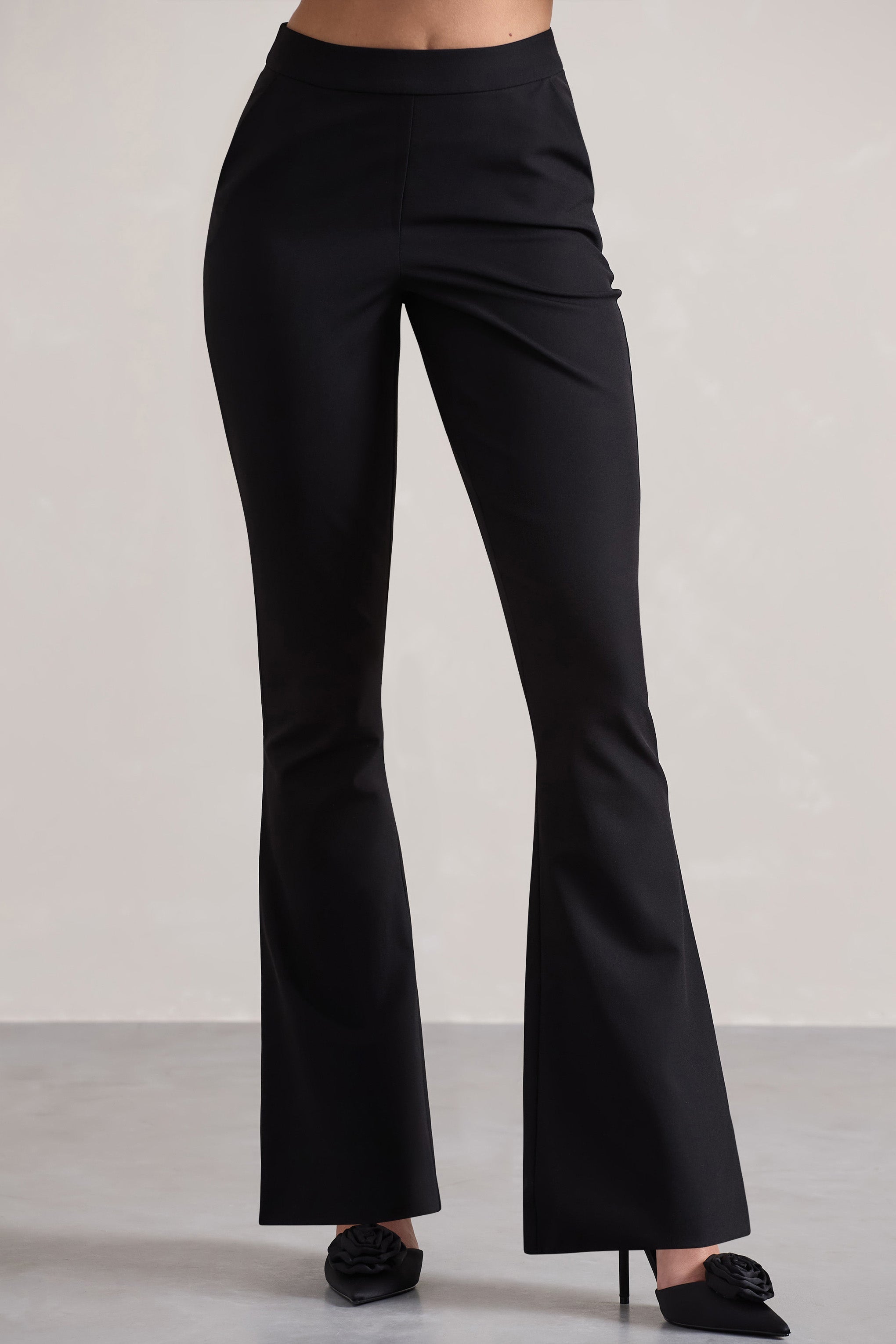 Seraphine London™ | Black Flared-Leg Trousers
