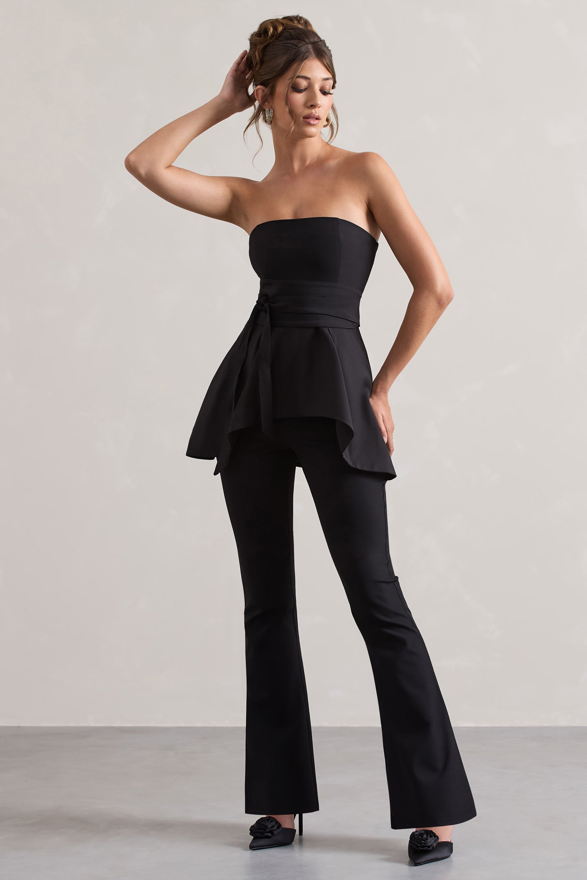 Seraphine London™ | Black Flared-Leg Trousers