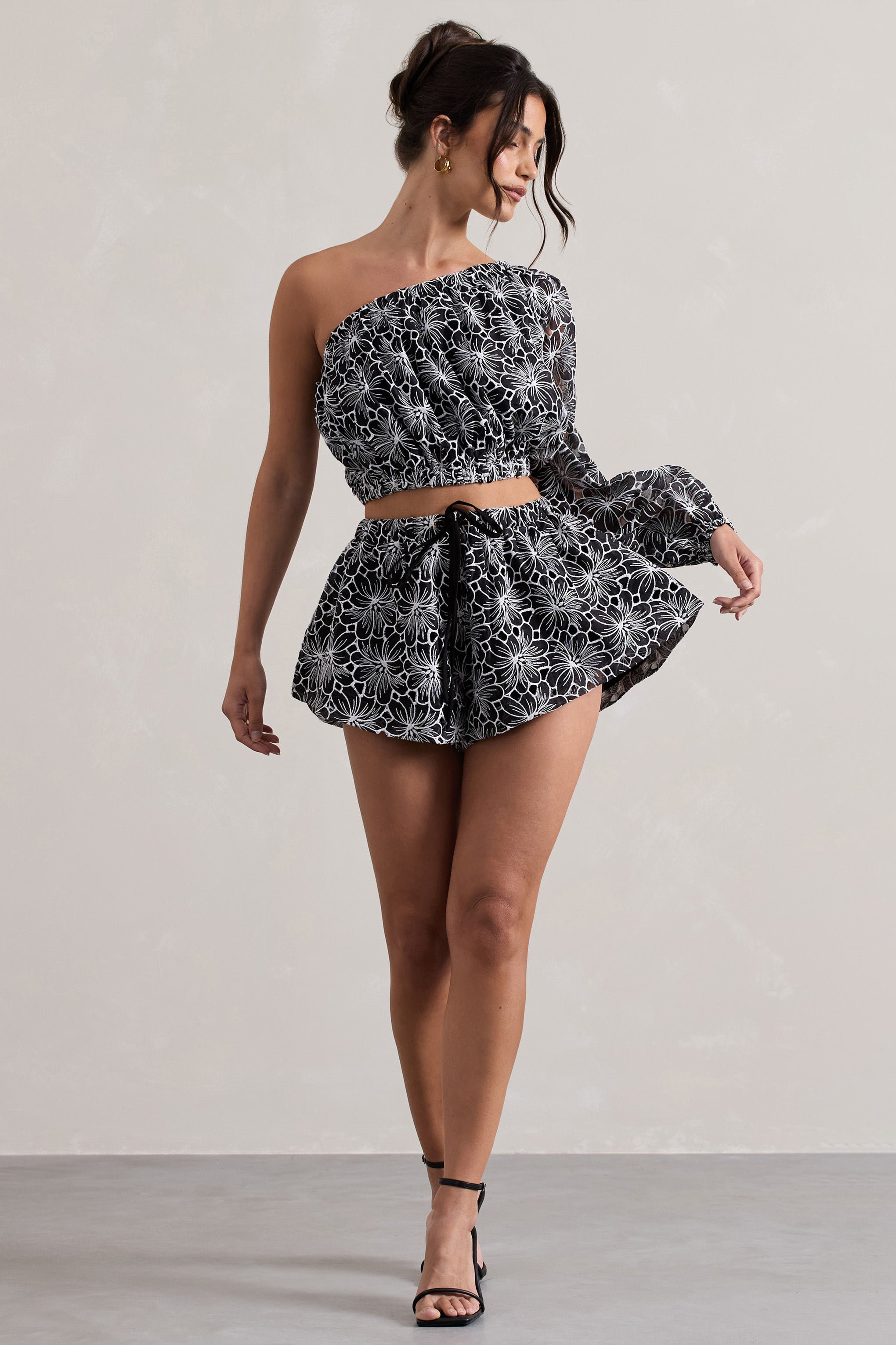 Seraphine London™ | Black Lace Tie Waist Shorts