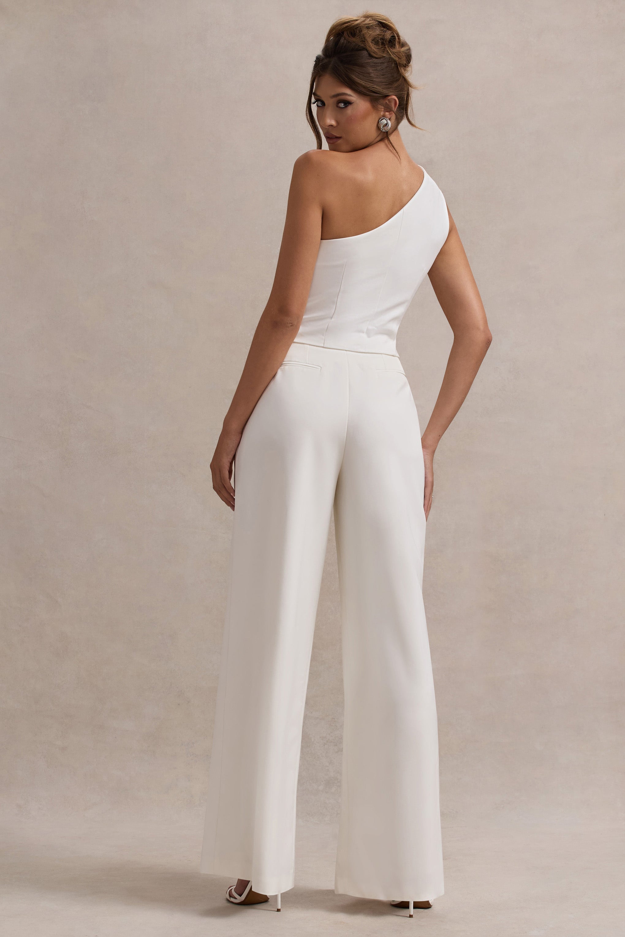 Seraphine London™ | Cream Pleated Wide-Leg Trousers