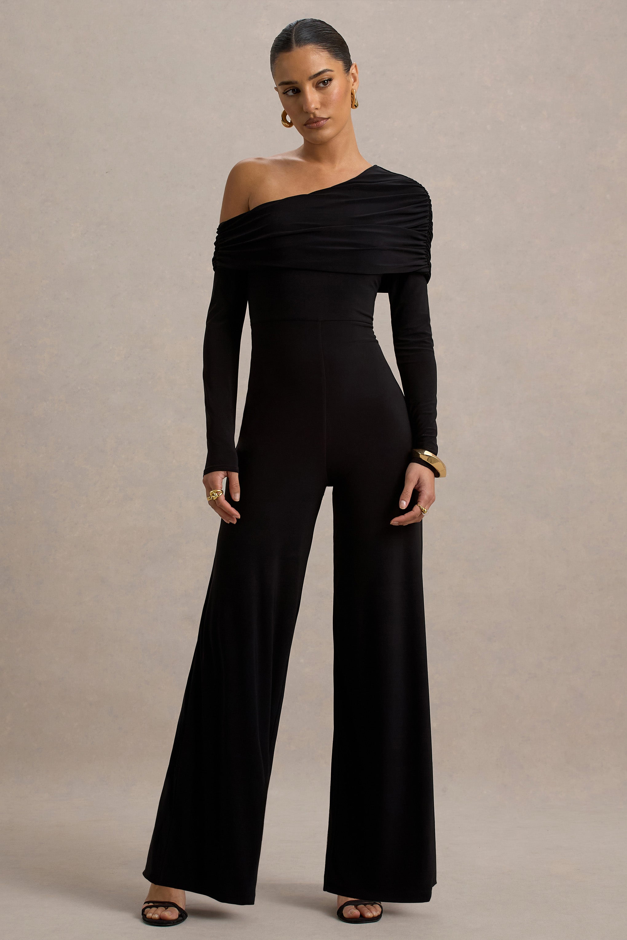 Seraphine London™ | Black Jumpsuit With Asymmetric Neckline
