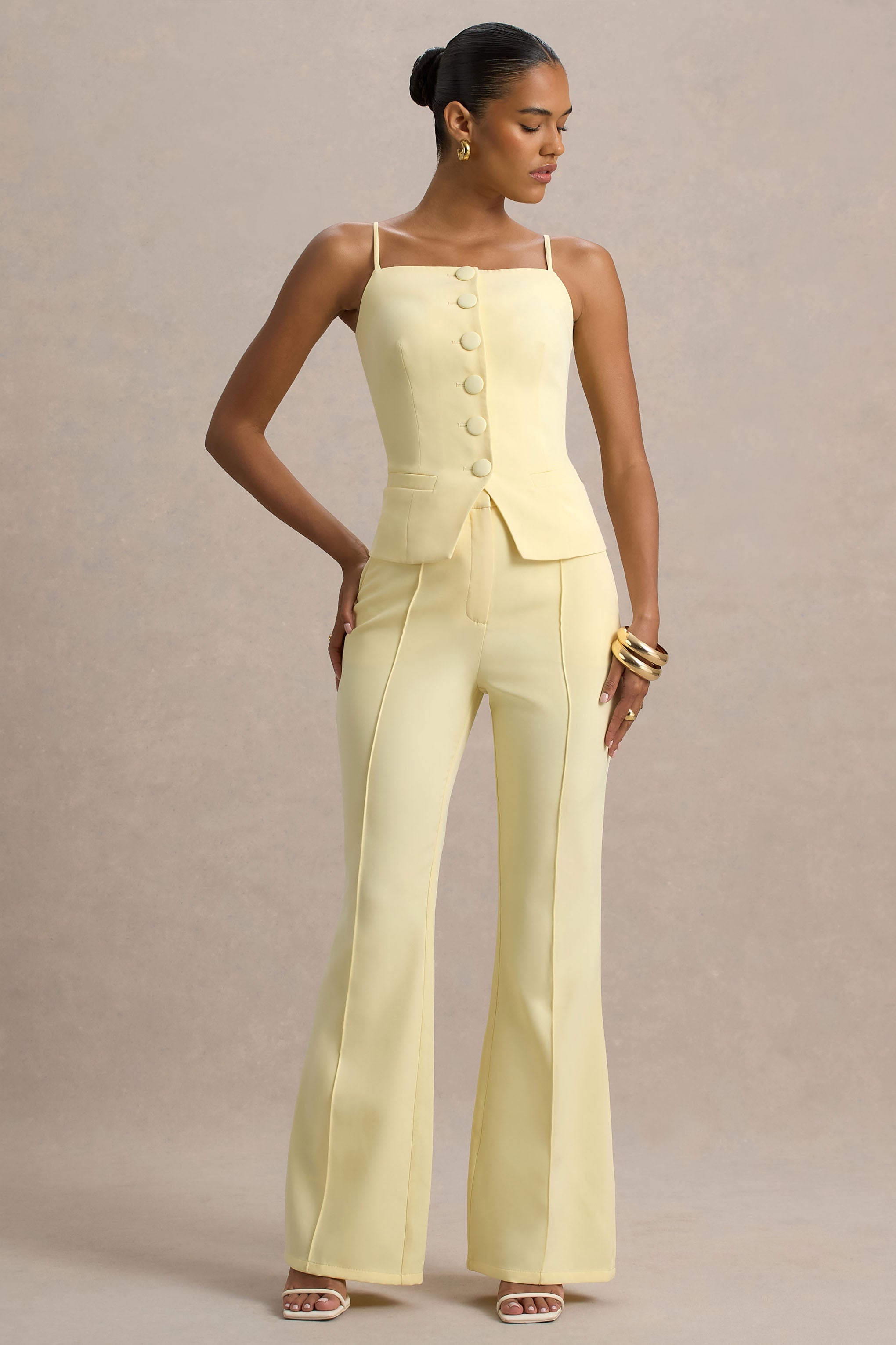 Seraphine London™ | Lemon Tailored Flared-Leg Trousers