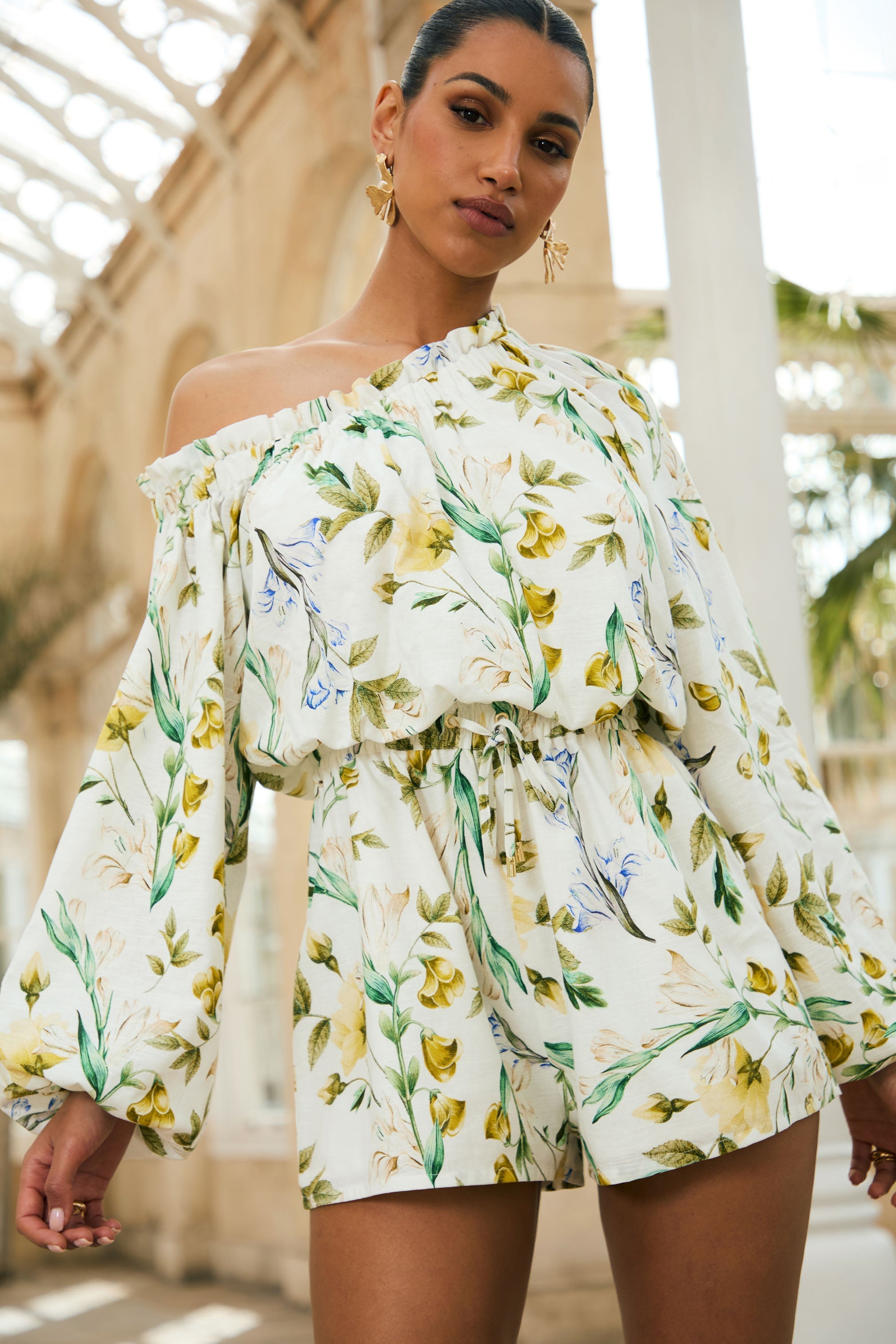 Seraphine London™ | White Botanical Print Long-Sleeve Matching Set