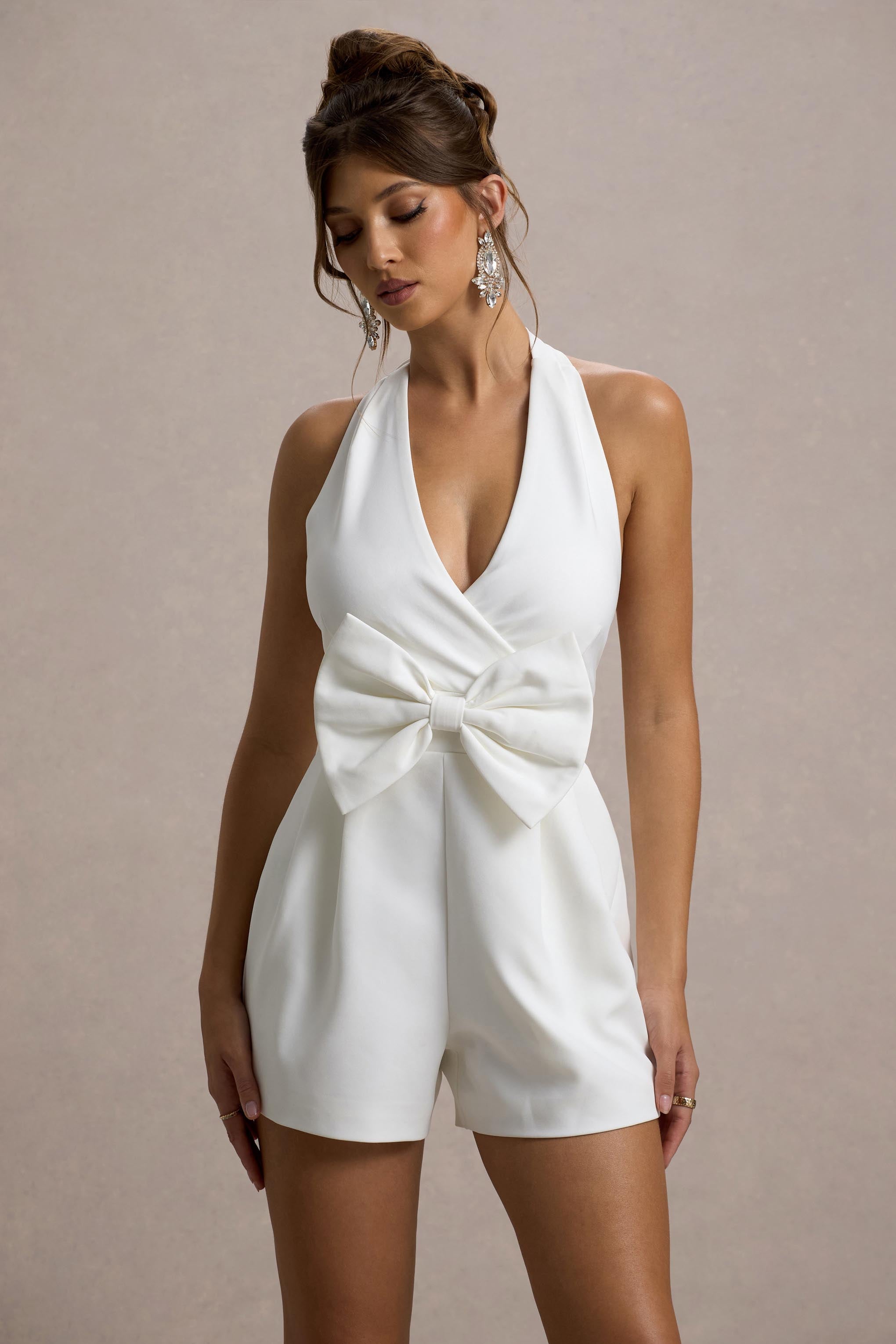 Seraphine London™ | White Plunge Neck Matching Set