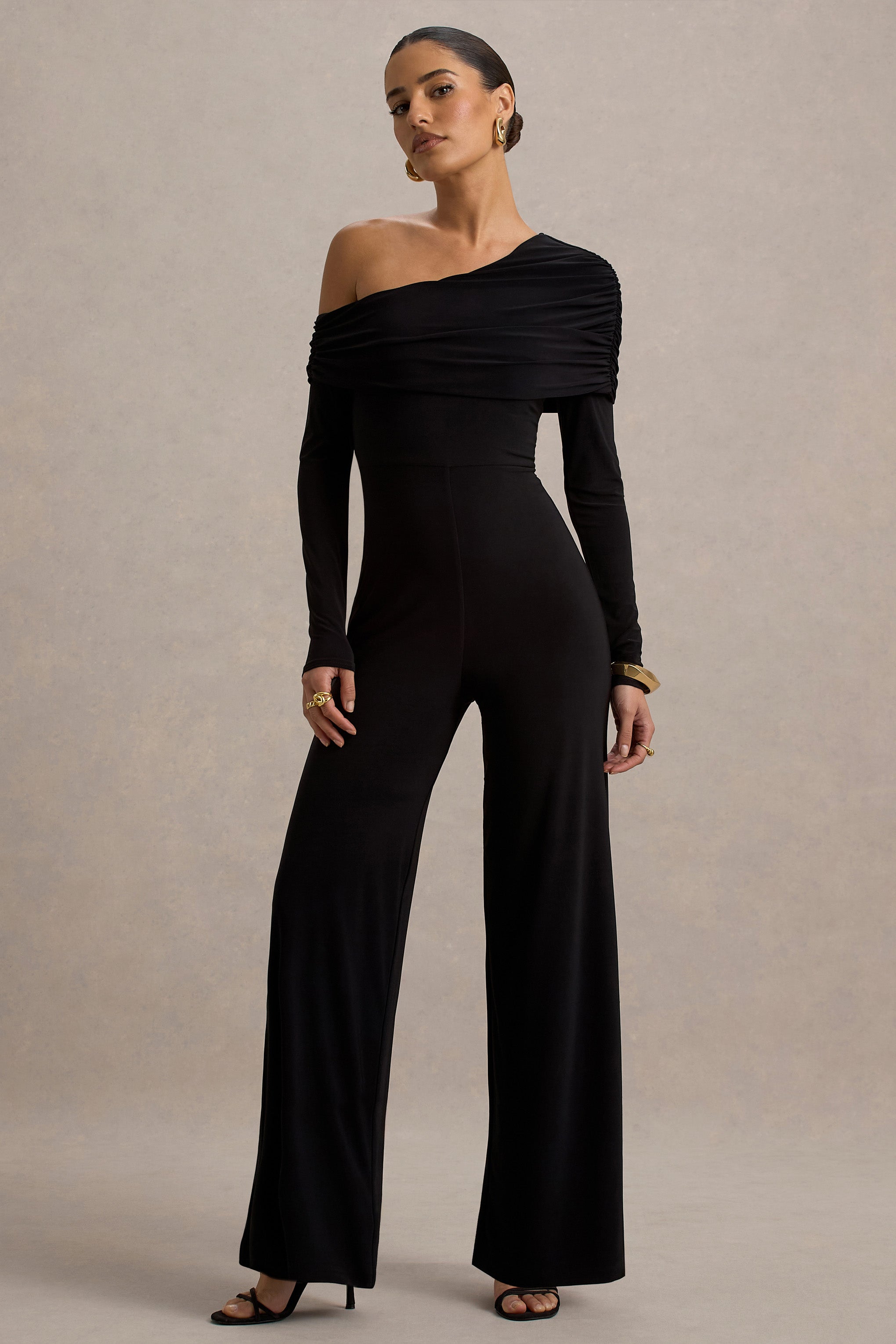 Seraphine London™ | Black Jumpsuit With Asymmetric Neckline
