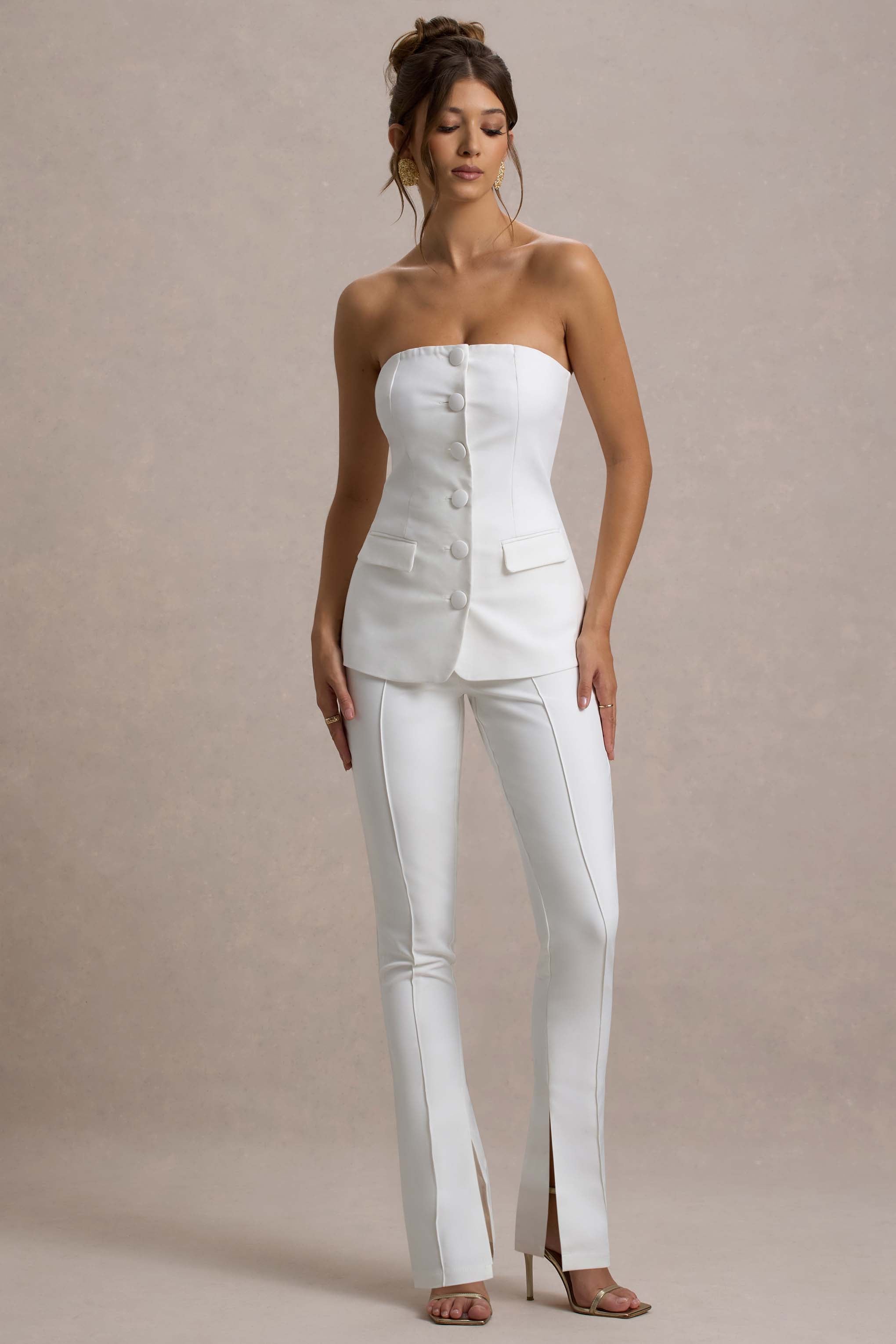 Seraphine London™ | White High Waist Trousers