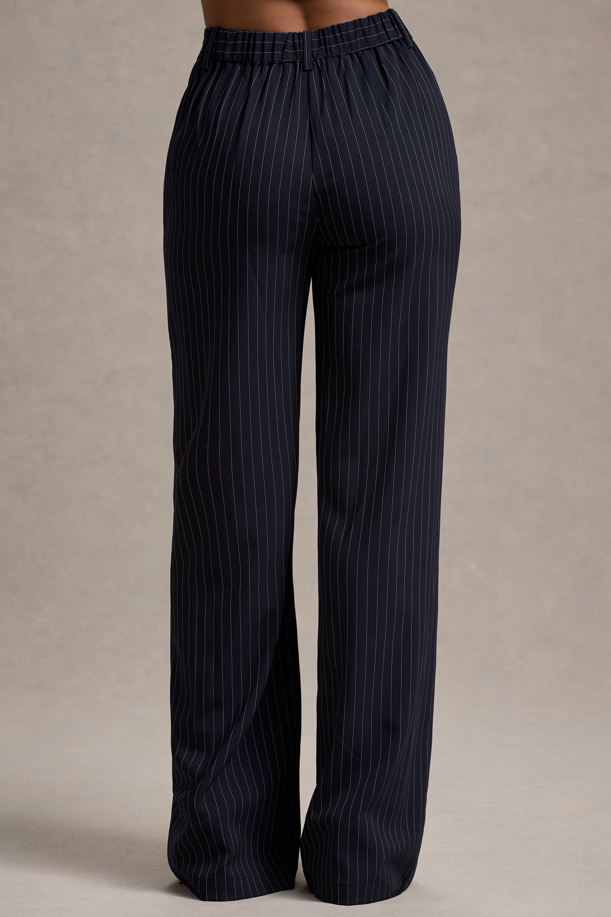 Seraphine London™ | Navy Tailored Wide-Leg Trousers