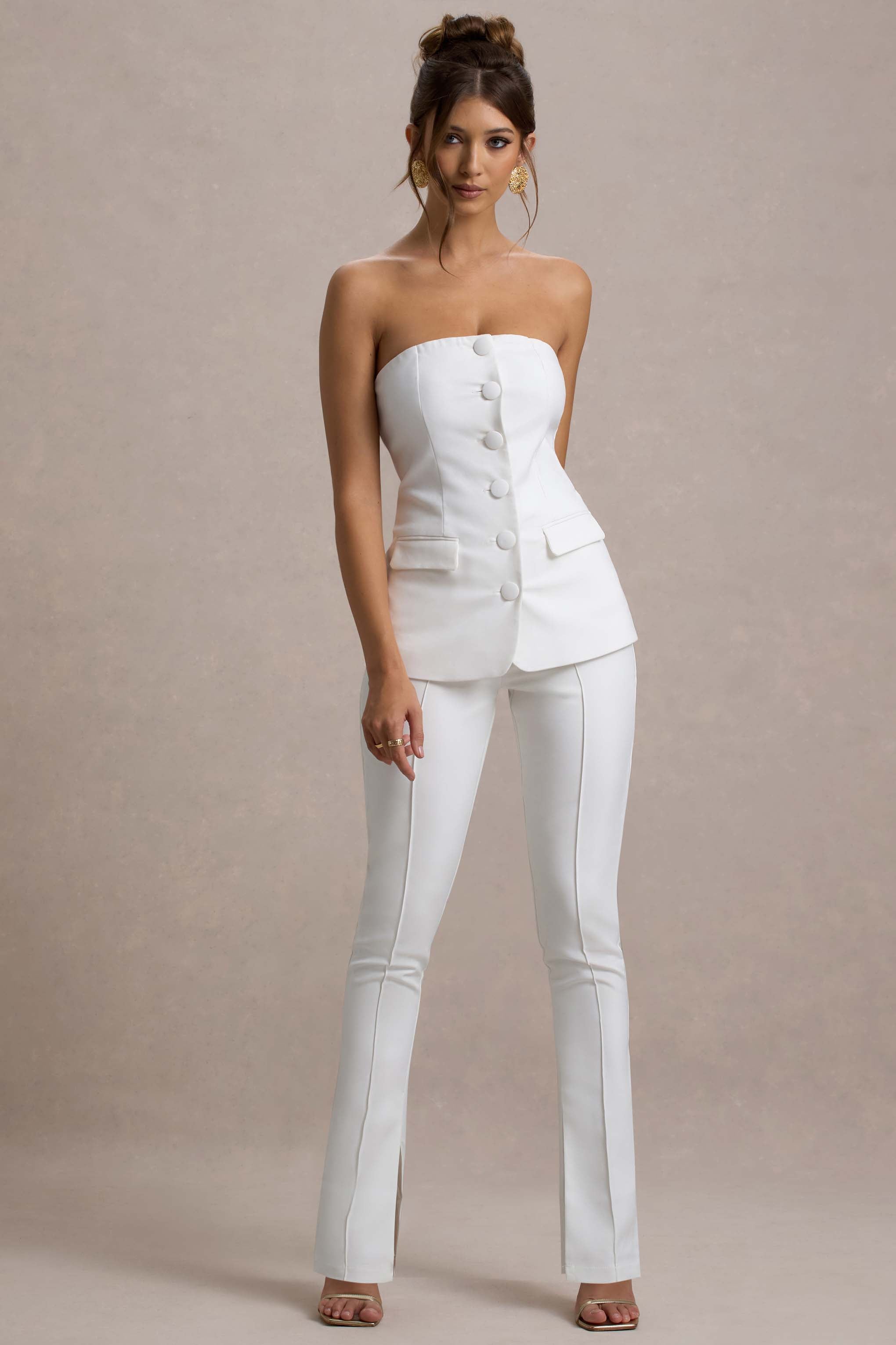 Seraphine London™ | White High Waist Trousers