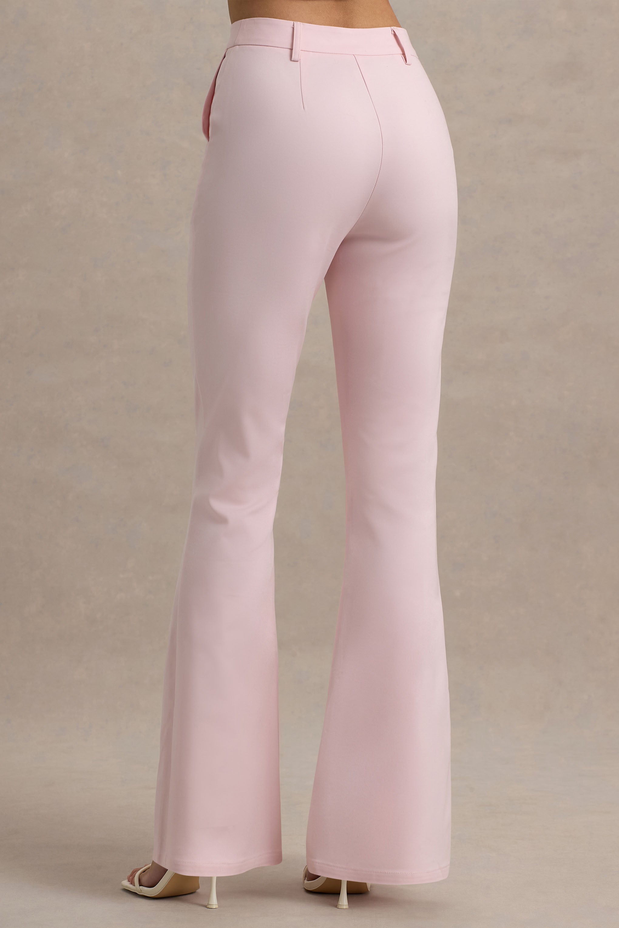 Seraphine London™ | Pink Flared-Leg Tailored Trousers